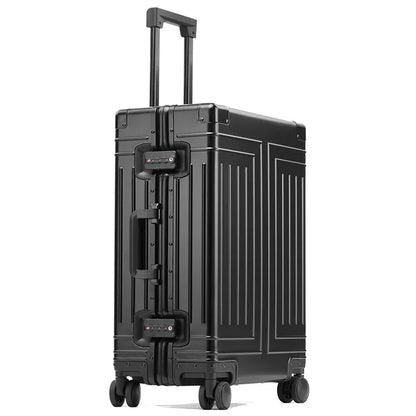 Aluminium frame hard shell suitcase – Valletta-Black-S (42 L)-The Livary
