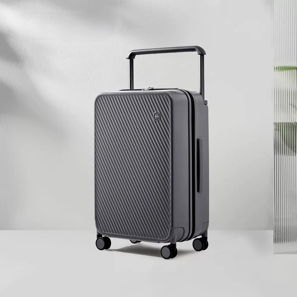 Hard-shell suitcase with wide handle – Oslo Metropolitan-Gray-M (65 L)-The Livary