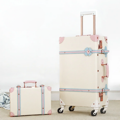 Retro hard shell suitcase set – Valencia-Cream-The Livary