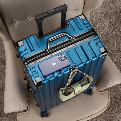 Hard shell suitcase with aluminium frame – Vilnius-Blue-S (42 L)-The Livary
