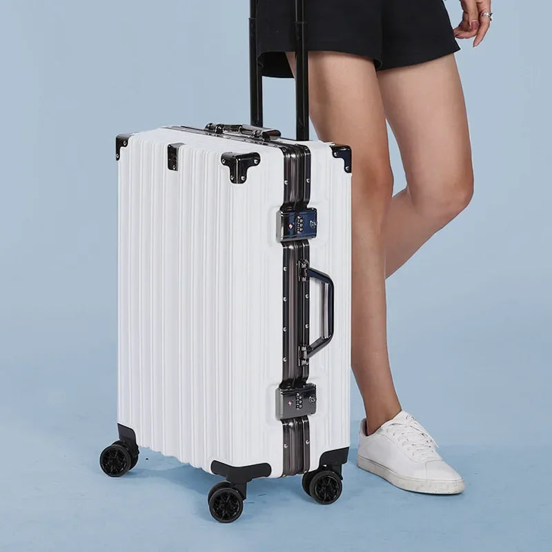 Aluminium frame hard shell suitcase – Geneva-White-S (38 L)-The Livary