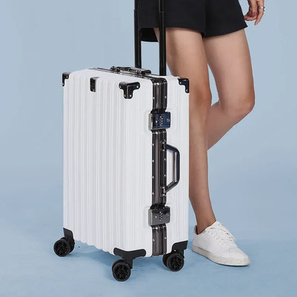 Aluminium frame hard shell suitcase – Geneva-White-S (38 L)-The Livary