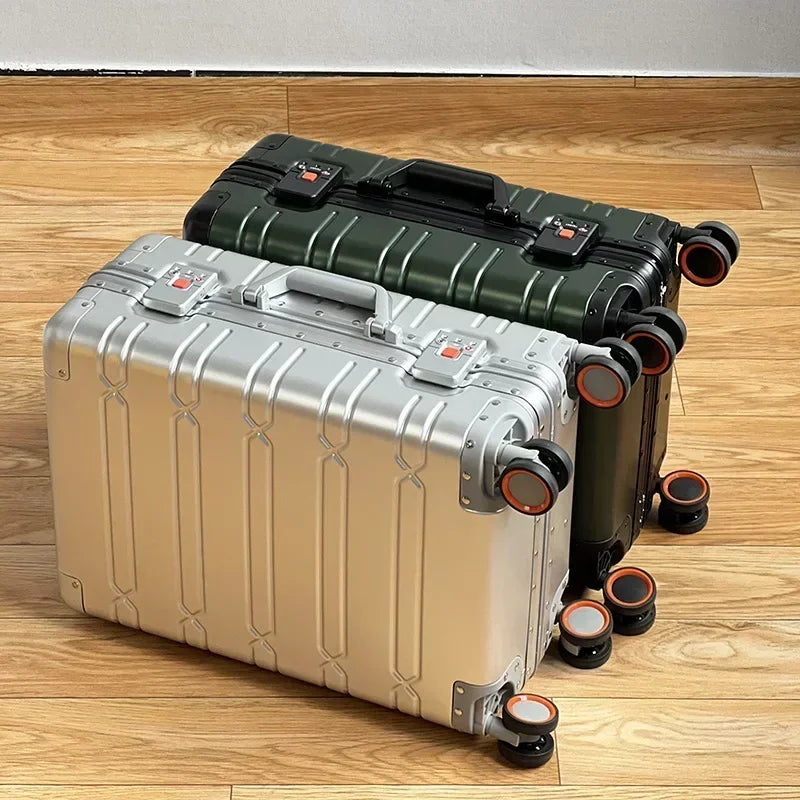 Aluminium-Magnesium suitcase – Oslo-Green-S (42 L)-The Livary