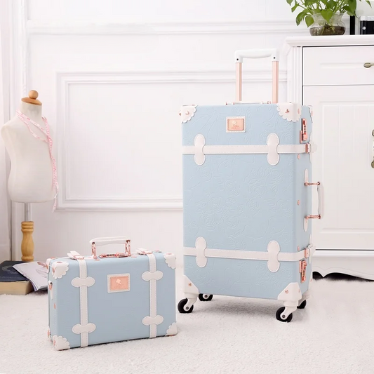 Retro hard shell suitcase set – Valencia-Light blue-The Livary