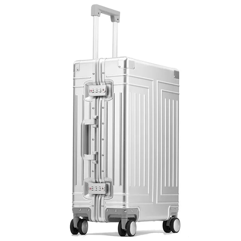 Aluminium frame hard shell suitcase – Valletta-Silver-S (42 L)-The Livary