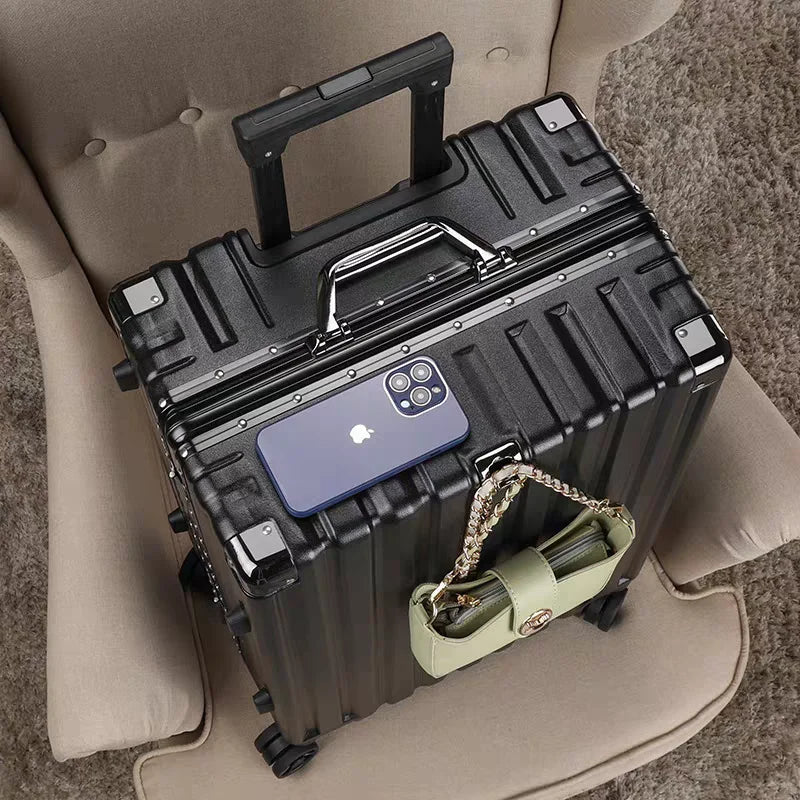 Hard shell suitcase with aluminium frame – Vilnius-Black-S (42 L)-The Livary