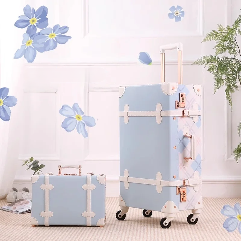 Retro hard shell suitcase set – Valencia-Light blue-The Livary
