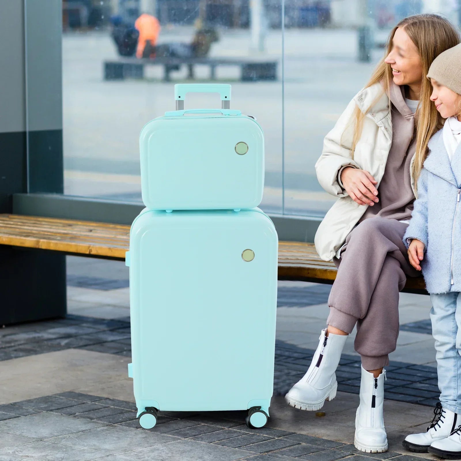 Hard shell suitcase set – Vienna Duo-Green-The Livary
