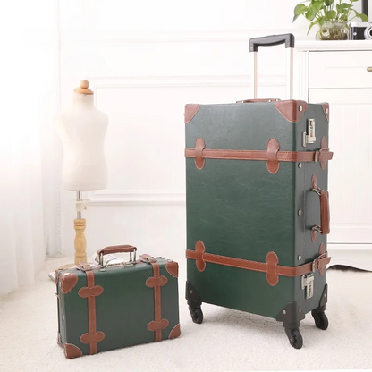 Retro hard shell suitcase set – Valencia-Dark green-The Livary