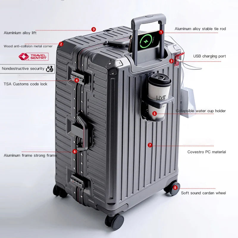 Wider grip hard shell suitcase – Lisbon-Gray-S (45 L)-The Livary
