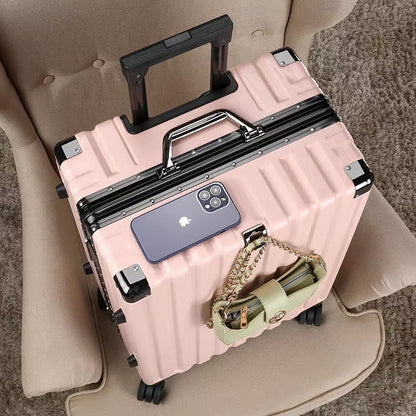 Hard shell suitcase with aluminium frame – Vilnius-Pink-S (42 L)-The Livary