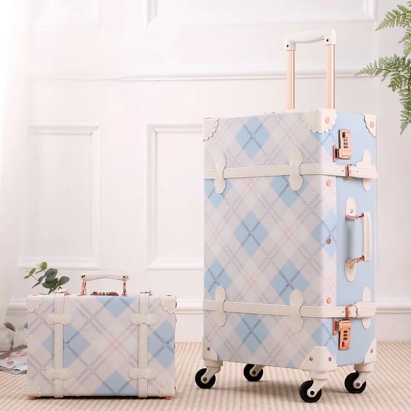 Retro hard shell suitcase set – Valencia-Blue White-The Livary