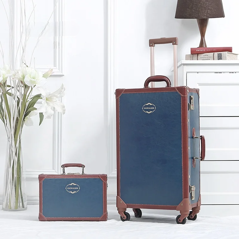 Retro hard shell suitcase set – Valencia-Dark blue-The Livary