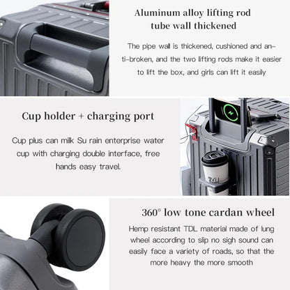 Wider grip hard shell suitcase – Lisbon-Gray-S (45 L)-The Livary