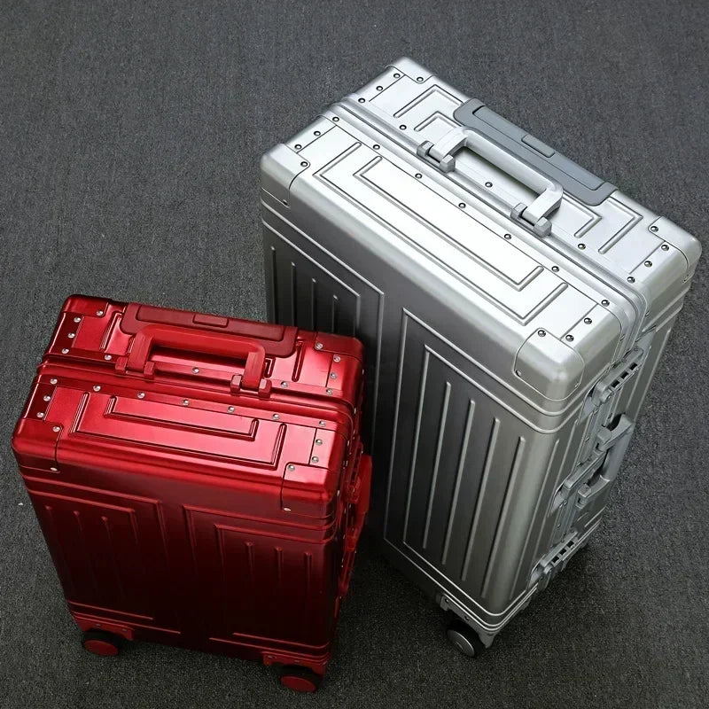 Aluminium frame hard shell suitcase – Valletta-Silver-S (42 L)-The Livary