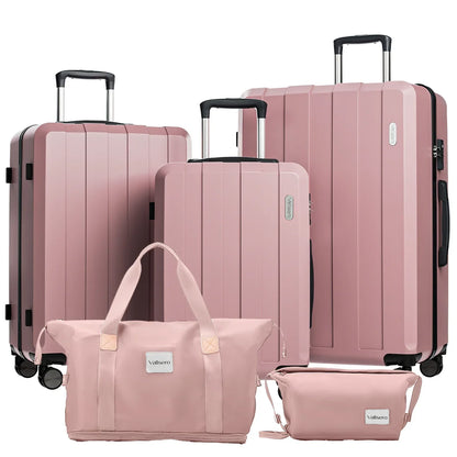 5-in-1 Hard Shell Luggage Set – Barcelona Explorer-Pink-The Livary