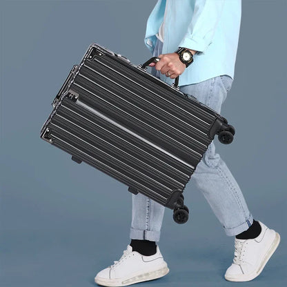 Aluminium frame hard shell suitcase – Geneva-Black-S (38 L)-The Livary