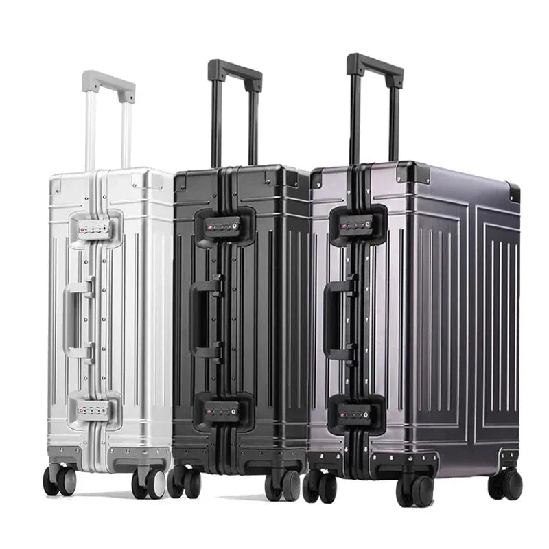 Aluminium frame hard shell suitcase – Valletta-Silver-S (42 L)-The Livary