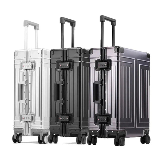 Aluminium frame hard shell suitcase – Valletta-Silver-S (42 L)-The Livary