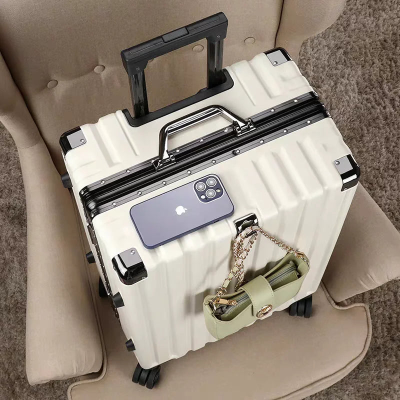 Hard shell suitcase with aluminium frame – Vilnius-Beige-S (42 L)-The Livary