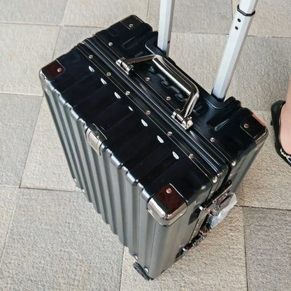 Hard shell suitcase with aluminium frame – Vilnius-Blue-S (42 L)-The Livary