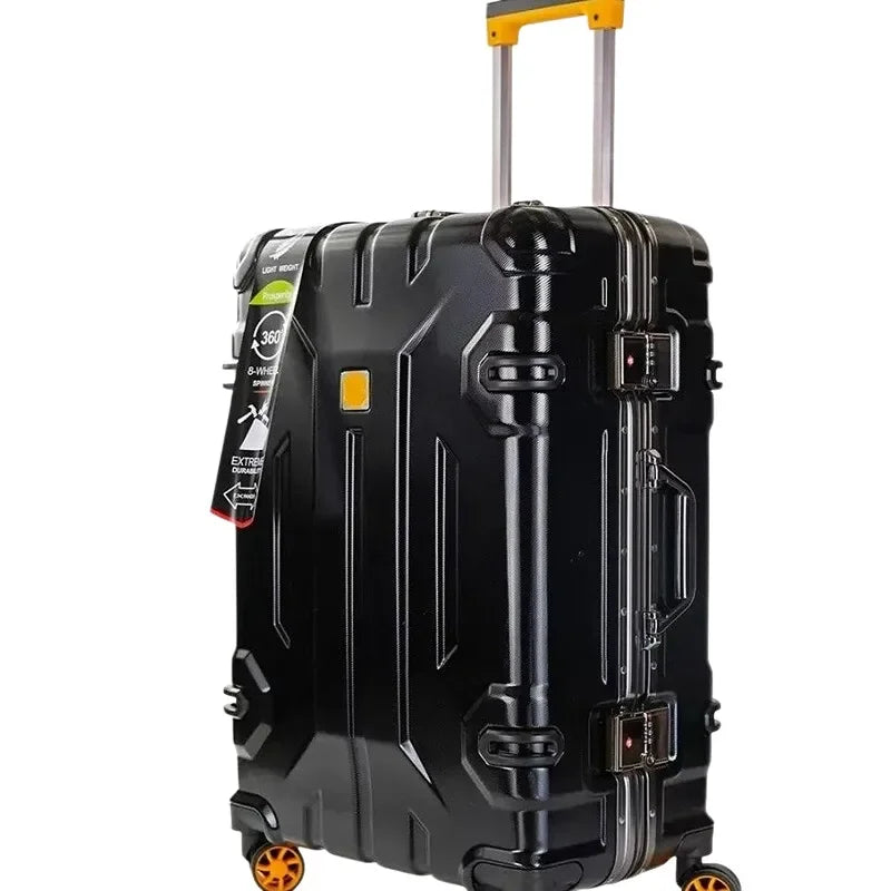 Reinforced aluminium frame hard-shell suitcase – Copenhagen-Black-S (52 L)-The Livary