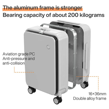 Aluminium frame hard shell suitcase with USB port – Turin-Yellow-S (42 L)-The Livary