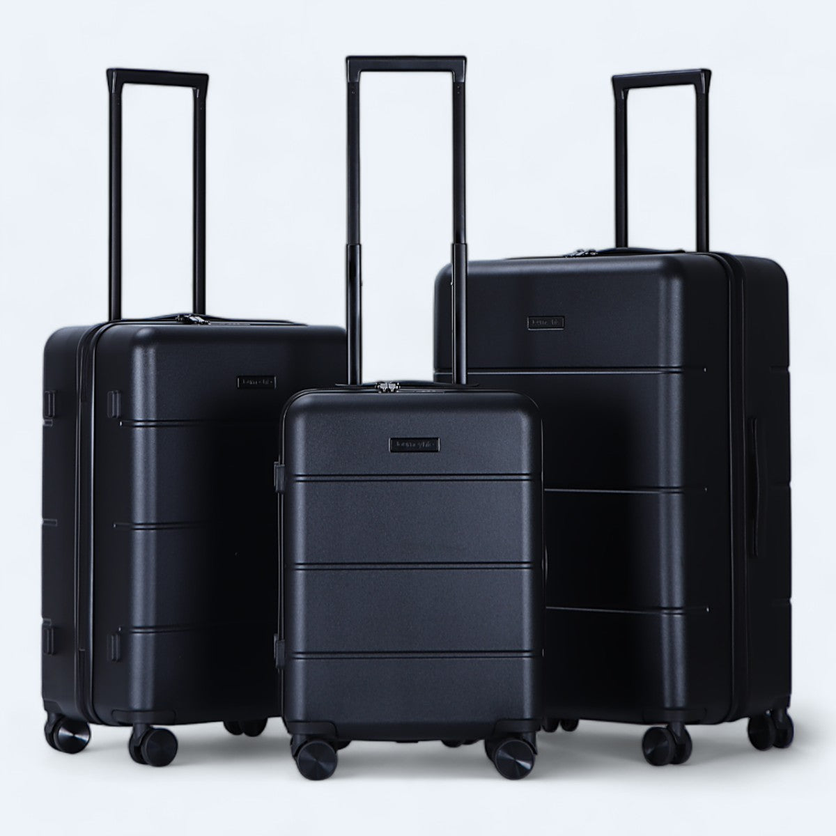 3-piece hard shell luggage set – Atlas Explorer-Black-S (38 L)-The Livary