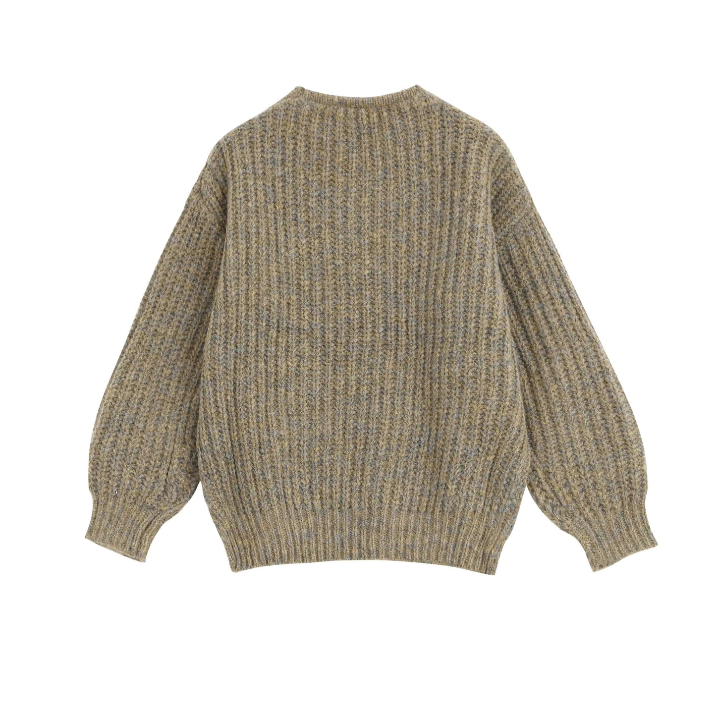 Taupe cable knit jumper with V-neckline