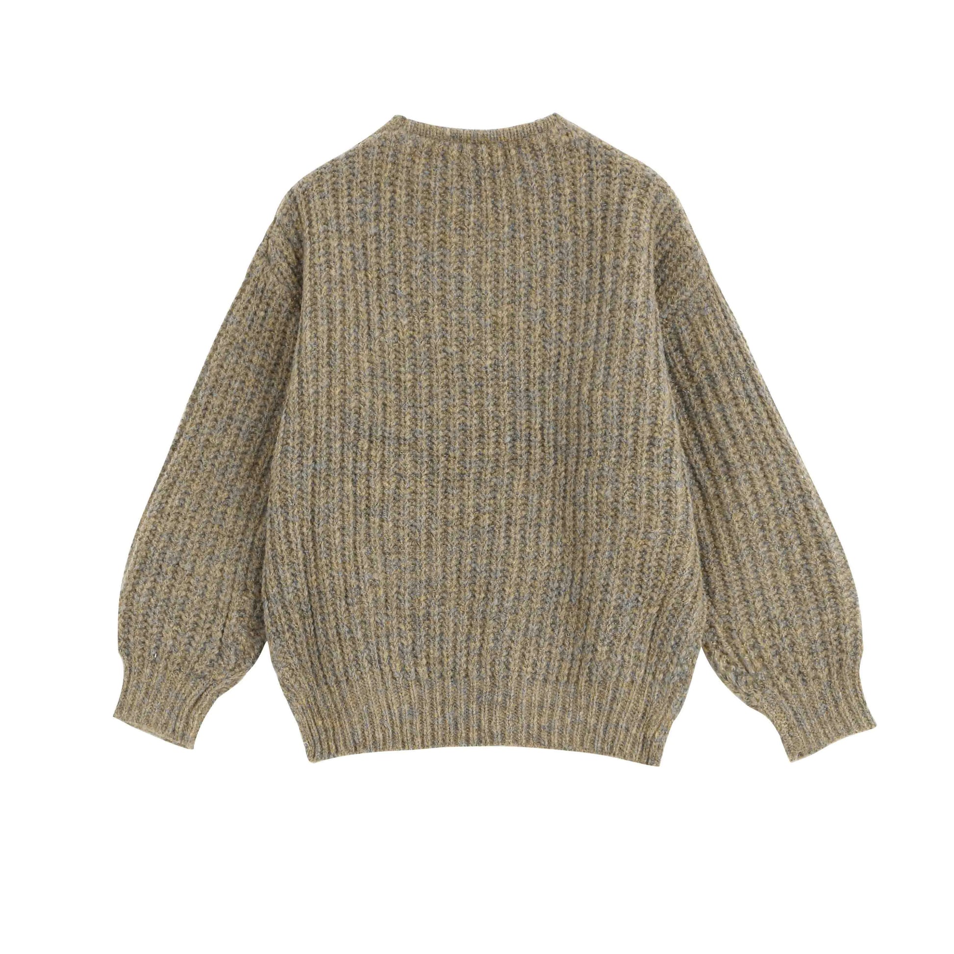 Taupe cable knit jumper with V-neckline