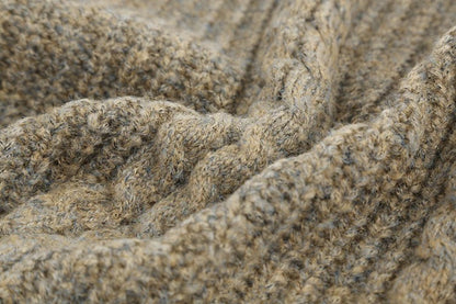 Taupe cable knit jumper with V-neckline