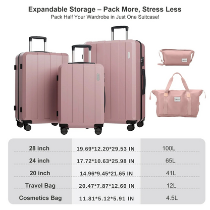 5-in-1 Hard Shell Luggage Set – Barcelona Explorer-Pink-The Livary