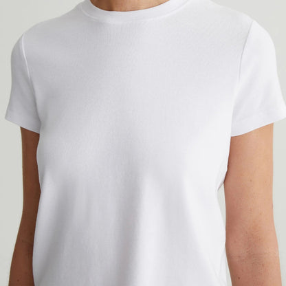 White short sleeve T-shirt with round neckline