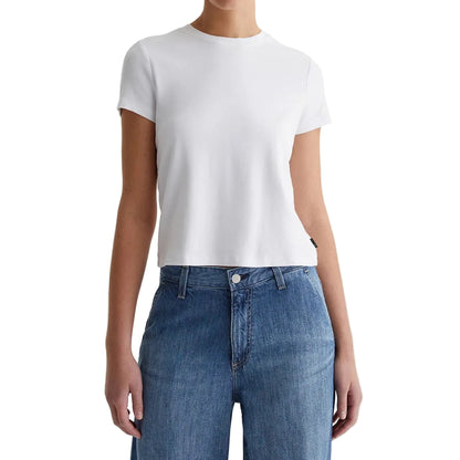 White short sleeve T-shirt with round neckline