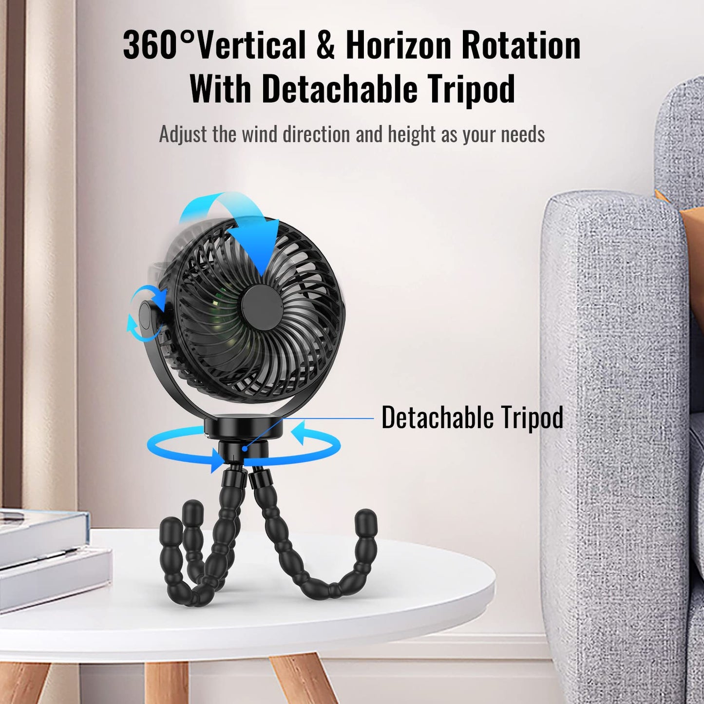 Portable Stroller Fan with 8000mAh Battery