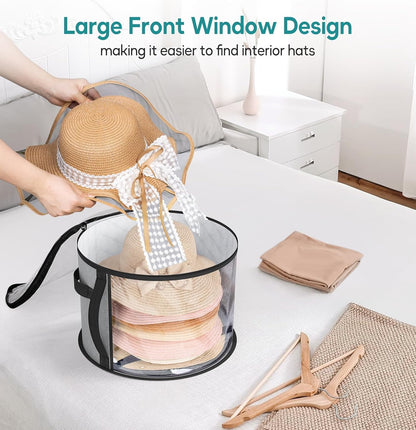 Large Clear Hat Storage Case – Wide-Brim Hat Organiser with Handles (Buy 1, Take 1 FREE)