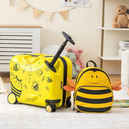Children’s 2-Piece Ride-On Suitcase and Travel Backpack with Spinner Wheels