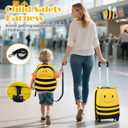 Children’s 2-Piece Ride-On Suitcase and Travel Backpack with Spinner Wheels