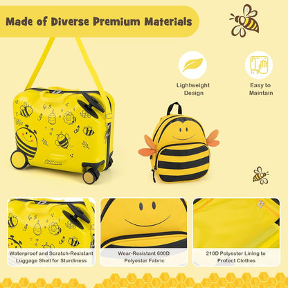 Children’s 2-Piece Ride-On Suitcase and Travel Backpack with Spinner Wheels