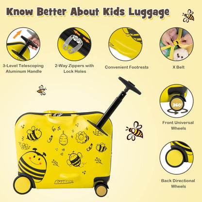 Children’s 2-Piece Ride-On Suitcase and Travel Backpack with Spinner Wheels