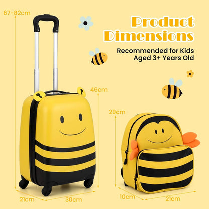 Children’s 2-Piece Ride-On Suitcase and Travel Backpack with Spinner Wheels
