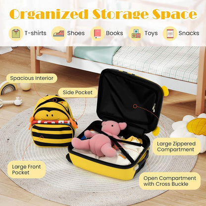 Children’s 2-Piece Ride-On Suitcase and Travel Backpack with Spinner Wheels
