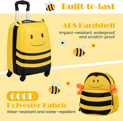 Children’s 2-Piece Ride-On Suitcase and Travel Backpack with Spinner Wheels