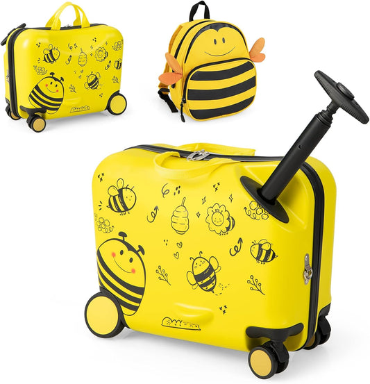 Children’s 2-Piece Ride-On Suitcase and Travel Backpack with Spinner Wheels