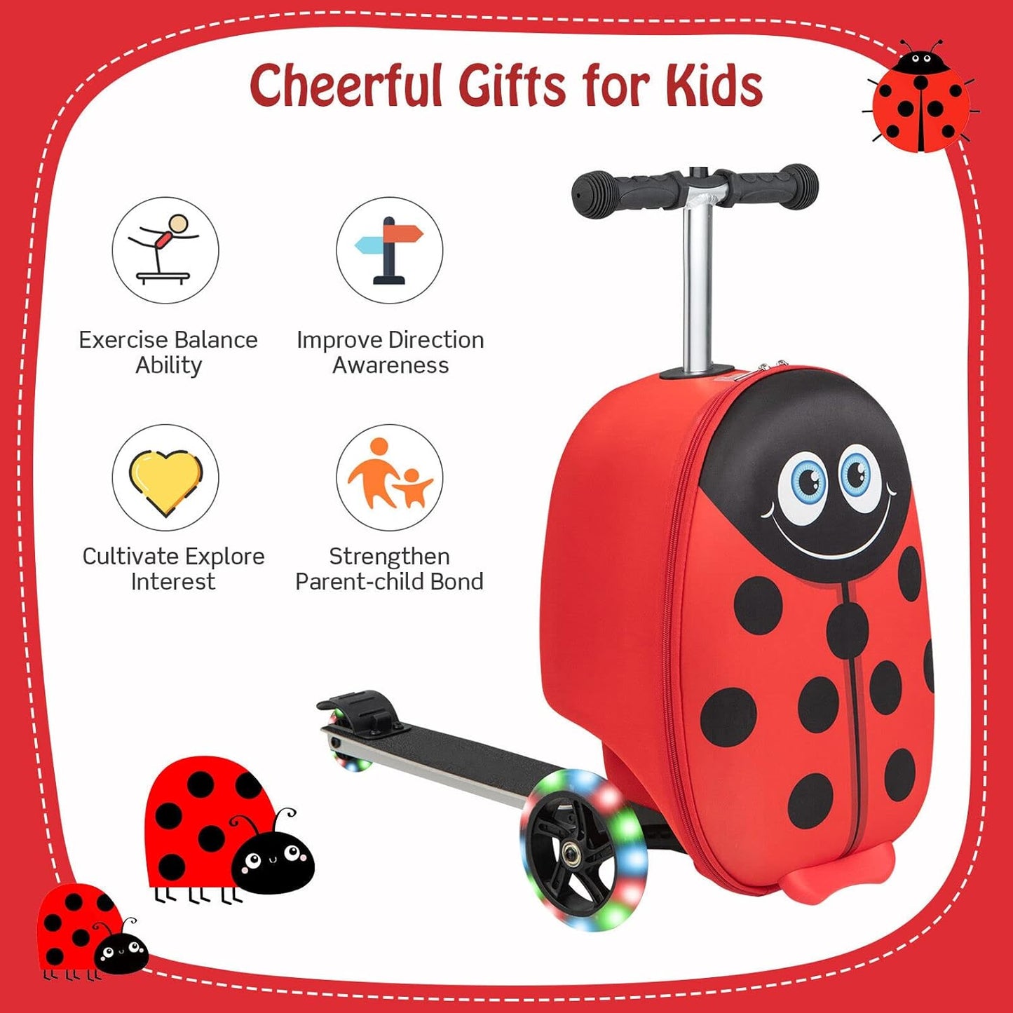 AA OUT OF STOCK Children’s 2-in-1 Ride-On Scooter Suitcase with LED Wheels