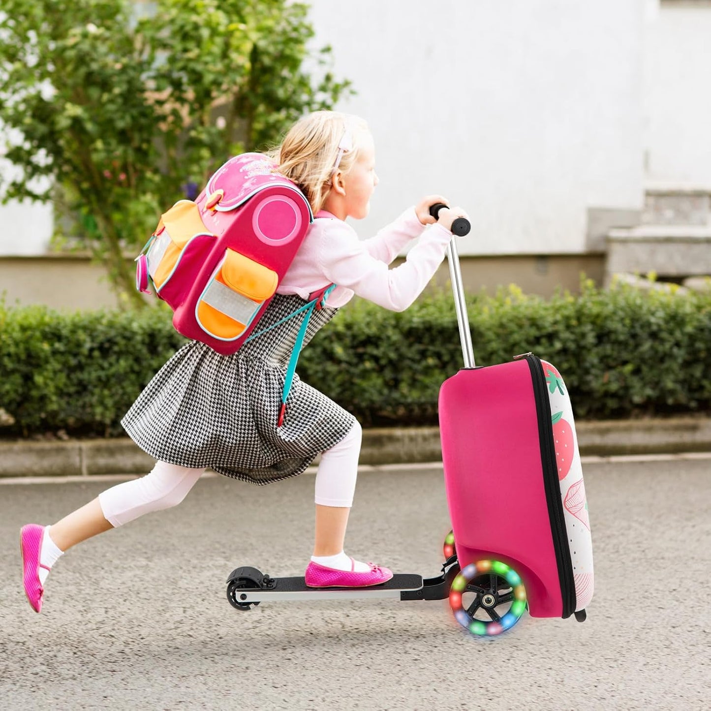 AA OUT OF STOCK Children’s 2-in-1 Ride-On Scooter Suitcase with LED Wheels