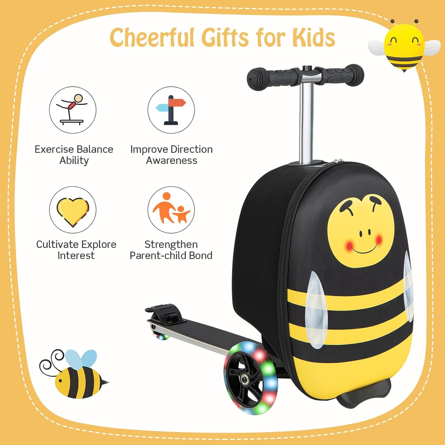 AA OUT OF STOCK Children’s 2-in-1 Ride-On Scooter Suitcase with LED Wheels