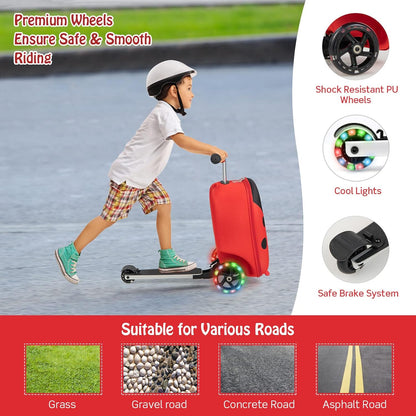 AA OUT OF STOCK Children’s 2-in-1 Ride-On Scooter Suitcase with LED Wheels