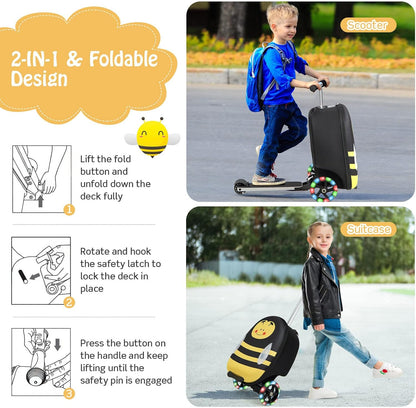 AA OUT OF STOCK Children’s 2-in-1 Ride-On Scooter Suitcase with LED Wheels