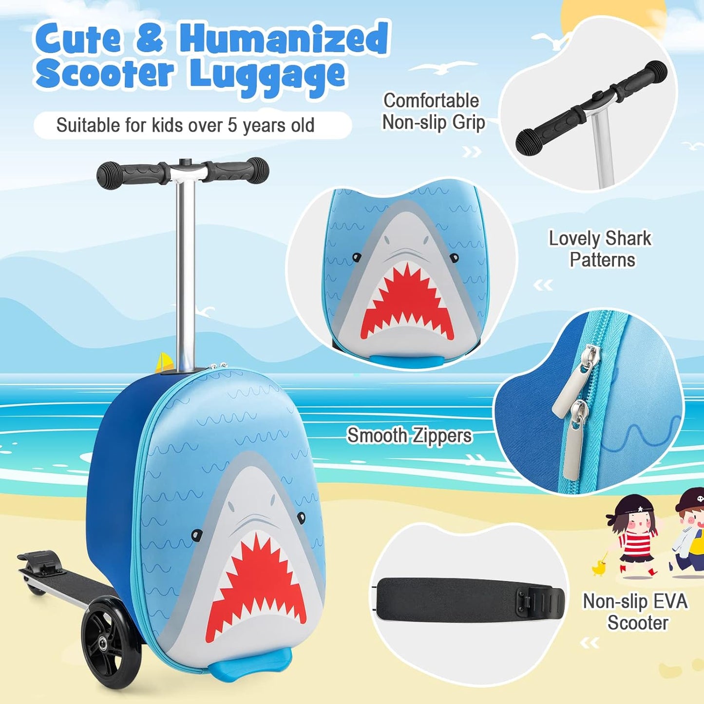 AA OUT OF STOCK Children’s 2-in-1 Ride-On Scooter Suitcase with LED Wheels